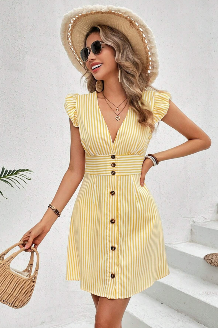 Summer Striped Button Dress